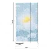 Fototapete Wolkenhimmel Hellblau Gelb - Kinderzimmer Tapete mit Sonne  