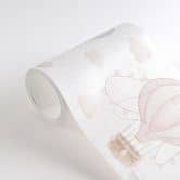 Hot air balloon border Pink Blue Beige - Children's room border with pennants 
