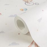 Zirkus-Tapete Hellbeige Bunt - Kinderzimmer Vliestapete mit Zirkustieren & Artistik 