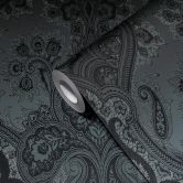 Livingwalls Paisley Tapete My Home My Spa Vliestapete Romantic Home schwarz, dunkelgrau, gold 