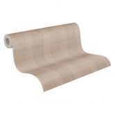 Karo Tapete Vliestapete - Landhaus Tapete von Braun Beige PVC-Frei A.S. Création 386641  