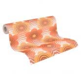Non-woven wallpaper with flowers brown orange - floral retro wallpaper - vintage wallpaper 