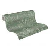 Green leaf wallpaper - non-woven wallpaper with a large leaf pattern in a natural style 