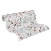 Florale Tapete Blätter Aquarell - Vliestapete in Rosa Grün Beige - Pflanzen-Tapete 