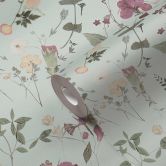 Florale Tapete Blumen Aquarell - Vliestapete in Flieder Grün Creme - Romantische Blumentapete 