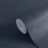 Textured wallpaper with a dark blue textile look - Elegant non-woven wallpaper - Modern wall design 