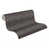 Vliesbehang met abstract patroon in zwart en goud - modern vliesbehang met een elegant lijnenpatroon 