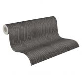 Geometrische Tapete Schwarz Braun Silber - Vliestapete mit modernem Linienmuster - Strukturtapete 