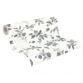 Bloemen aquarel behang wit grijs - Vliesbehang met bladeren - licht patroon behang modern 