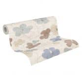 Vlies Tapete floral - feines Streifenmuster in Naturton & Greige 