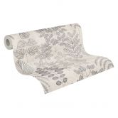 Papier peint non tissé floral - motif à rayures fines en gris & taupe 
