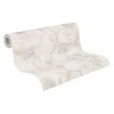 Papier peint floral pivoines gris blanc - papier peint intissé avec fleurs aquarelles mat 