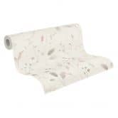 Papier peint fleurs des champs rose beige blanc - papier peint intissé avec motif floral aquarelle 