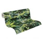 Papier peint intissé avec des arbres impressionnistes dans les tons de vert sur fond vert 
