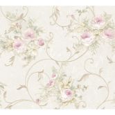 Blumentapete mit Rosen, creme, grün, rosa, Vliestapete floral klassisch von A.S. Création 