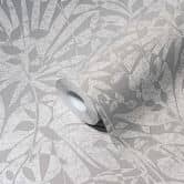 Dschungel Tapete Grau Silber Metallic-Effekt Vliestapete Blätter Wohnzimmer 
