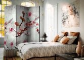 Paravent, Raumteiler freistehend, Trennwand - Konkrete Orchidee, 3-teilig - 135x172 cm 