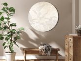 Rundes Leinwandbild Gedämpftes exotisches Grün in Beige 