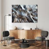 Leinwandbild, Elegante Silberblumen 