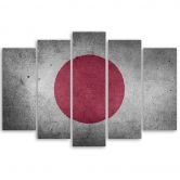 Leinwandbild 5 teilig, Flagge von Japan 