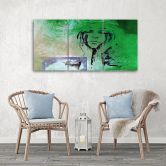 3-delige canvas print, vrouw abstractie groen 