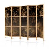 Japanischer Paravent, Raumteiler freistehend, Trennwand - Floral Ornaments: Sepia and Brown 