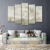 5-delige canvasprint, een bloeiende boom in de wei 