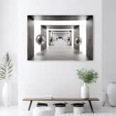 Leinwandbild, Tunnel Silber 3D Kugeln 