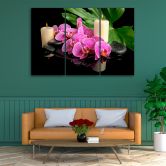 Leinwandbild 3-teilig, Orchidee Orchideen-Kerzen 