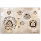Leinwandbild 3 teilig, Florale geometrische Formen 