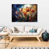Leinwandbild, Abstrakte Blumen Bunt 
