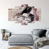 Leinwandbild 5 teilig, Klavier Abstrakt Vintage  