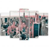 Leinwandbild 5 teilig, New York Manhattan Stadt Panorama 