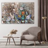 Leinwandbild 3 teilig, Ägyptische Hieroglyphen und Skarabäen 