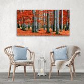 Leinwandbild 3-teilig, Wald Rot Herbst Natur 