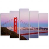 Leinwandbild 5 teilig, Golden Gate Bridge Panorama 