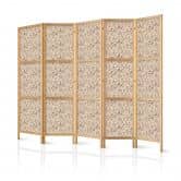 Japanischer Paravent, Raumteiler freistehend, Trennwand - Beige Nature of Forest 