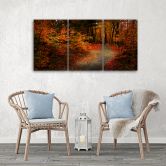 Leinwandbild 3-teilig, Wald Herbstblätter Natur 