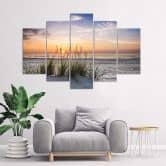 Leinwandbild 5 teilig, Meer Strand Sonnenuntergang 