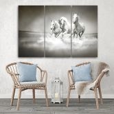 Leinwandbild 3-teilig, Galopp der weißen Pferde 