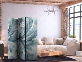 Paravent, Raumteiler freistehend, Trennwand - Stone Baroque Ornaments in Light Shades of Gray and Blue 