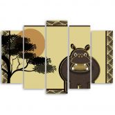 5 stykke lærredsprint, Hippo Hippopotamus børn 