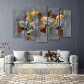 Canvas print 5 delen, 3D puzzel 