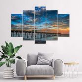 Leinwandbild 5 teilig, Sonnenuntergang Pier 