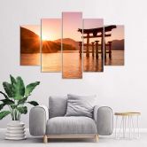 Leinwandbild 5 teilig, Landschaft Japan 