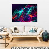 Leinwandbild, Monstera-Blätter im futuristischen Stil 