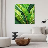 Leinwandbild, Bananenblätter grün 