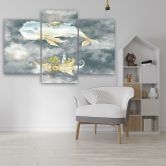 Leinwandbild 3 teilig, Fliegerwal und Schiff 
