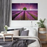 Leinwandbild 3-teilig, Lila Blumenwiese 