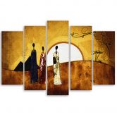 Canvas print 5 stuks, Afrika - vrouwen - landschap 